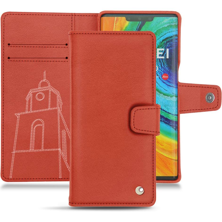 Noreve Lederschutzhülle Wallet (Huawei Mate 30 Pro), Smartphone Hülle, Orange