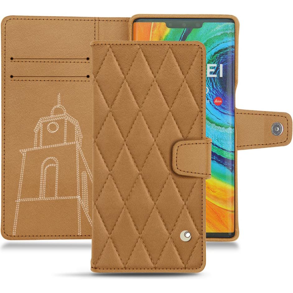 Noreve Lederschutzhülle Wallet (Huawei Mate 30 Pro), Smartphone Hülle, Braun