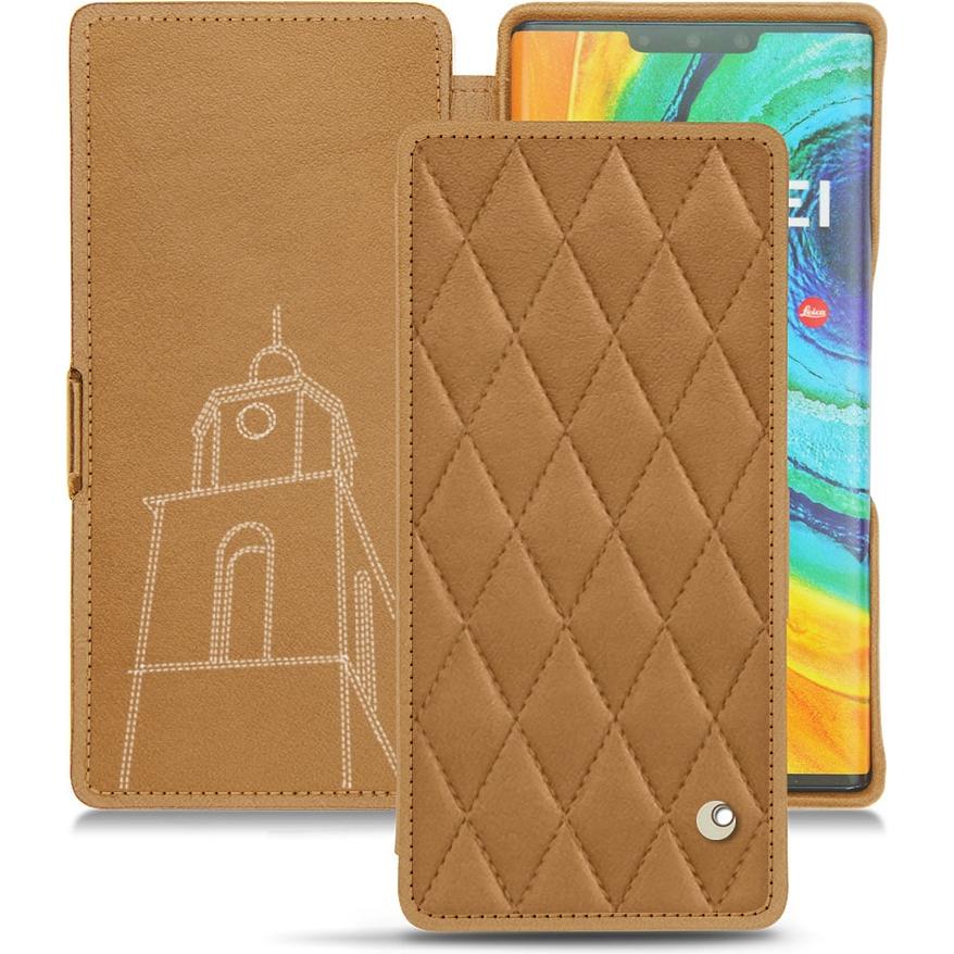 Noreve Lederschutzhülle horizontal (Huawei Mate 30 Pro), Smartphone Hülle, Braun