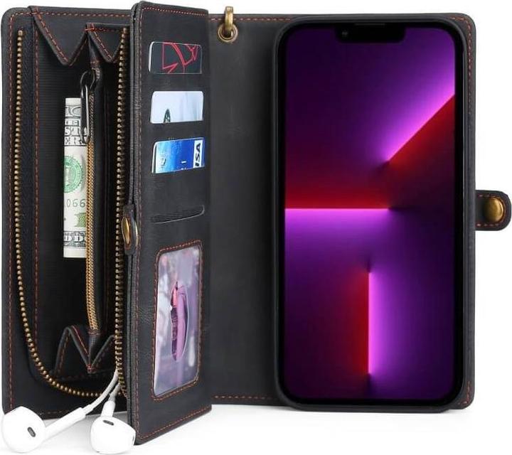 Image du produit Megshi iPhone 15 - 2-1 Étui portefeuille noir (Apple iPhone 15)