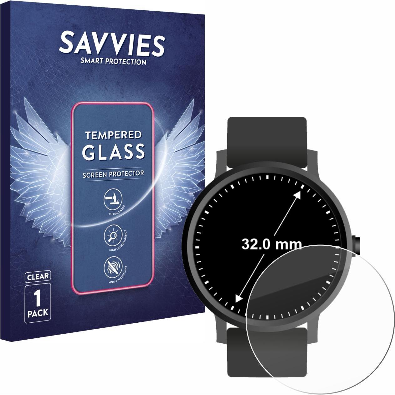 Savvies Panzerglas Hartglas Displayschutz, Smartwatch Schutzfolie, Transparent