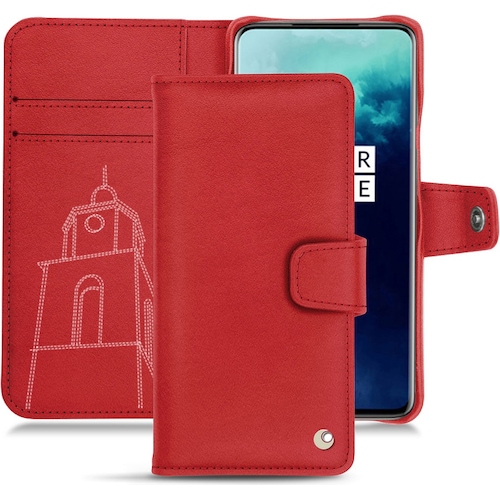 Noreve Lederschutzhülle Wallet (OnePlus 7T Pro), Smartphone Hülle, Rot