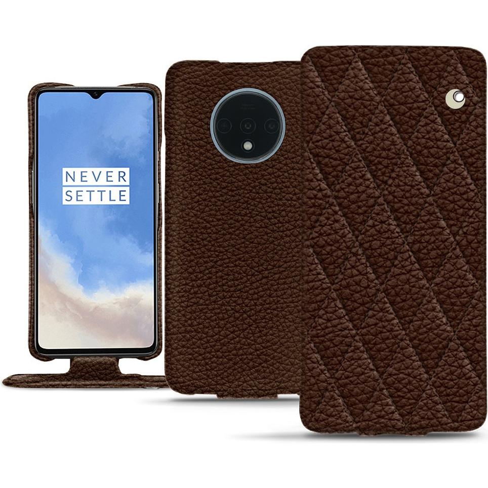 Noreve Lederschutzhülle vertikal (OnePlus 7T), Smartphone Hülle, Braun