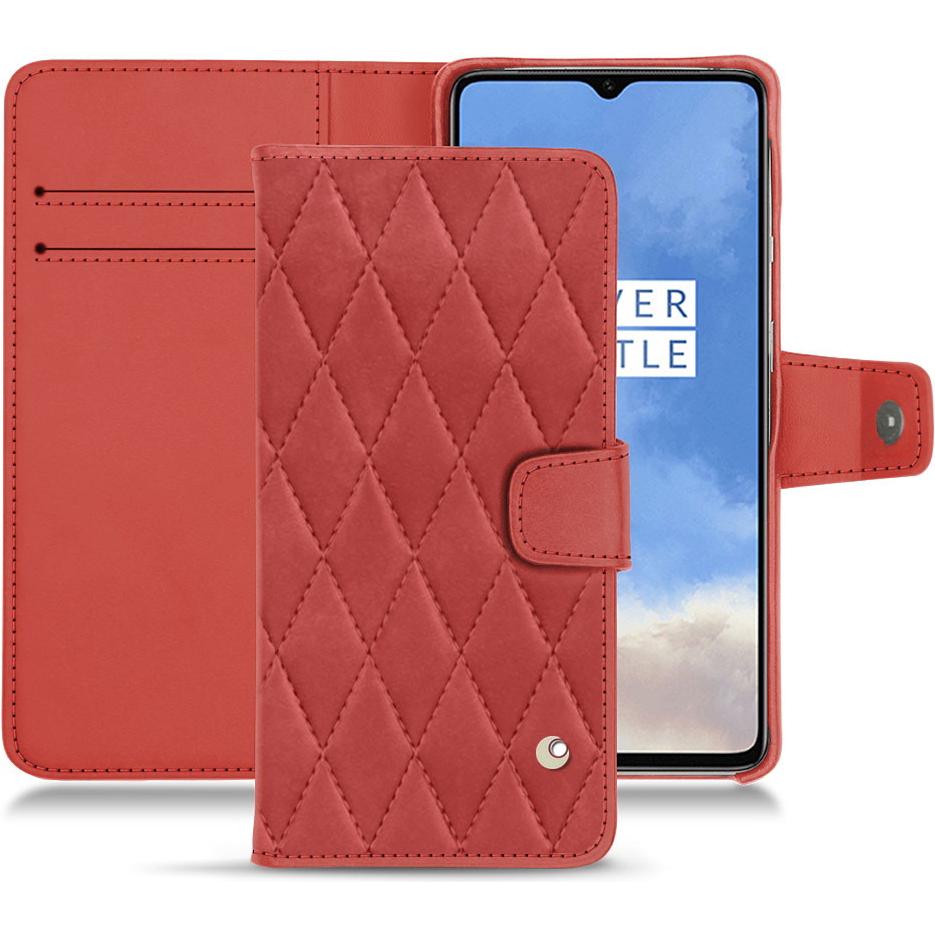 Noreve Lederschutzhülle Wallet (OnePlus 7T), Smartphone Hülle, Rot