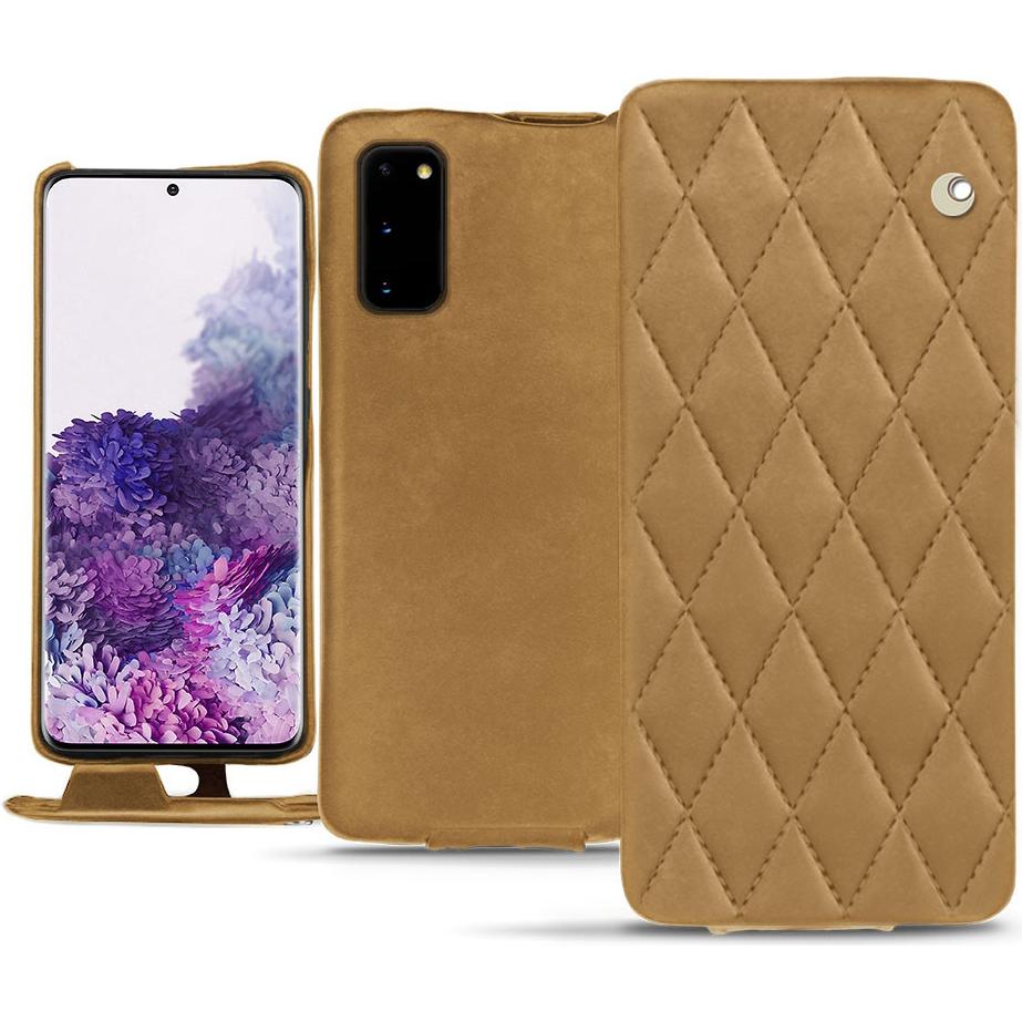 Noreve Lederschutzhülle vertikal (Samsung Galaxy S20), Smartphone Hülle, Braun