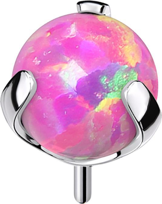Produktbild Star Piercing Threadless silber Kugel Opal pink gefasst (Titan, ohne Messing)
