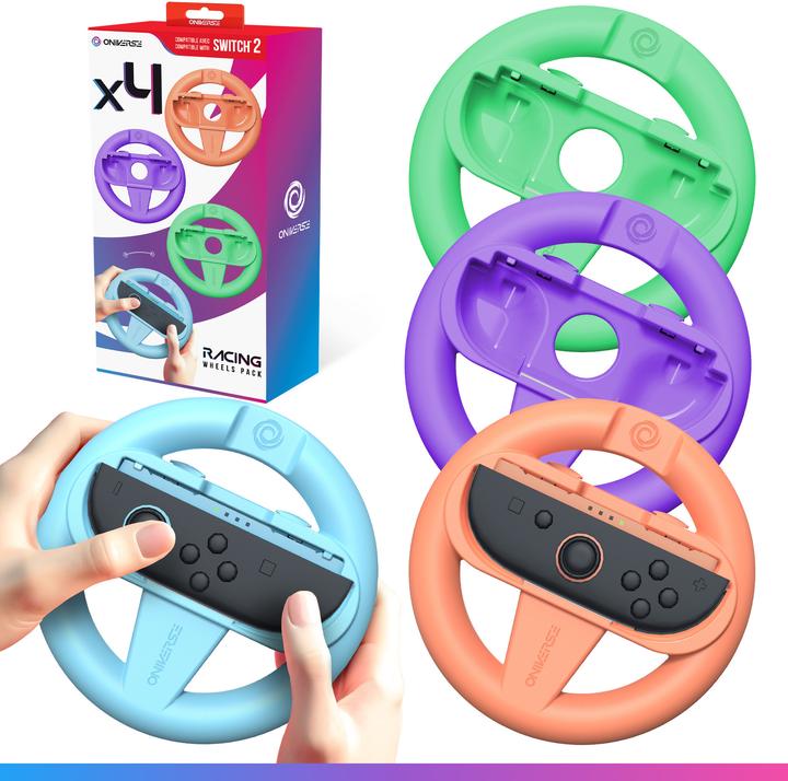 Actual product image Oniverse Set of 4 racing steering wheels for Nintendo Switch™ & Switch 2™ - Gaming accessories (Switch 2)