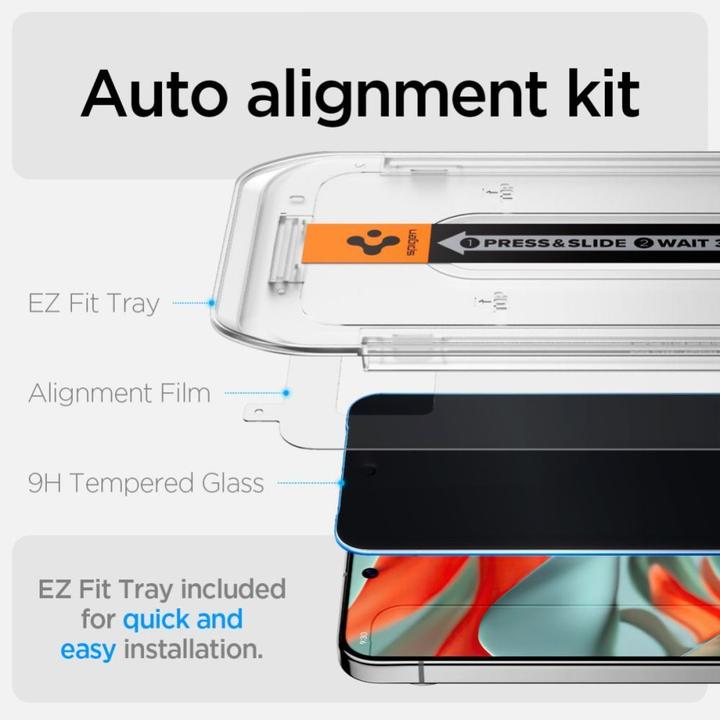 Actual product image Spigen GLAS.tR EZ Fit | Privacy Pixel 9 Screen Protector 2-Pack (2 pcs., Google Pixel 9 Pro XL)