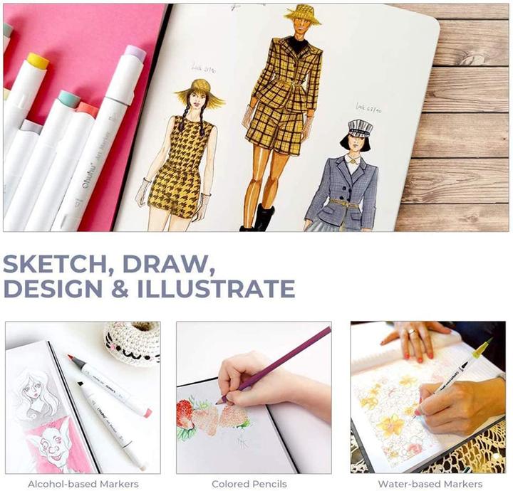 Image du produit Ohuhu Carnet de croquis d'art (21 x 21 cm, Blanc, Couverture rigide)