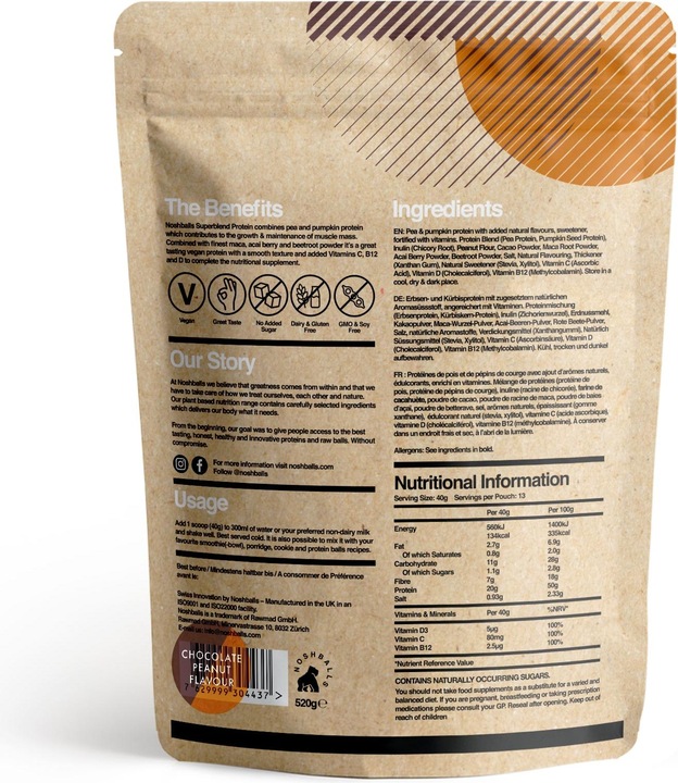 Actual product image Noshballs Superblend (Chocolate, Groundnut, 1 pcs., 520 g)