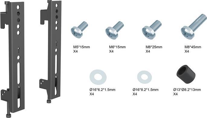 Actual product image Multibrackets Holder 200mm, for Pro System,metal,black (Mounting- / Adapterplates)