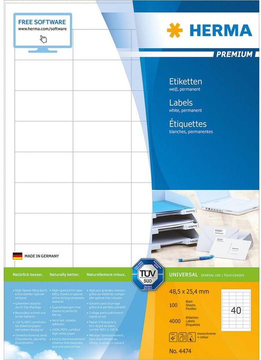 Produktbild HERMA Universal Etiketten A4