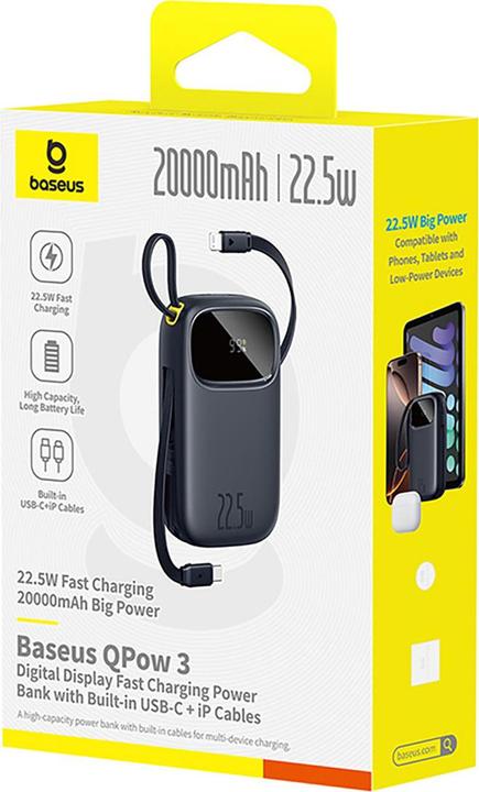 Immagine prodotto Baseus Powerbank EnerFill FC31 20000mAh Czarny (20000 mAh, 22.50 W, 73 Wh)