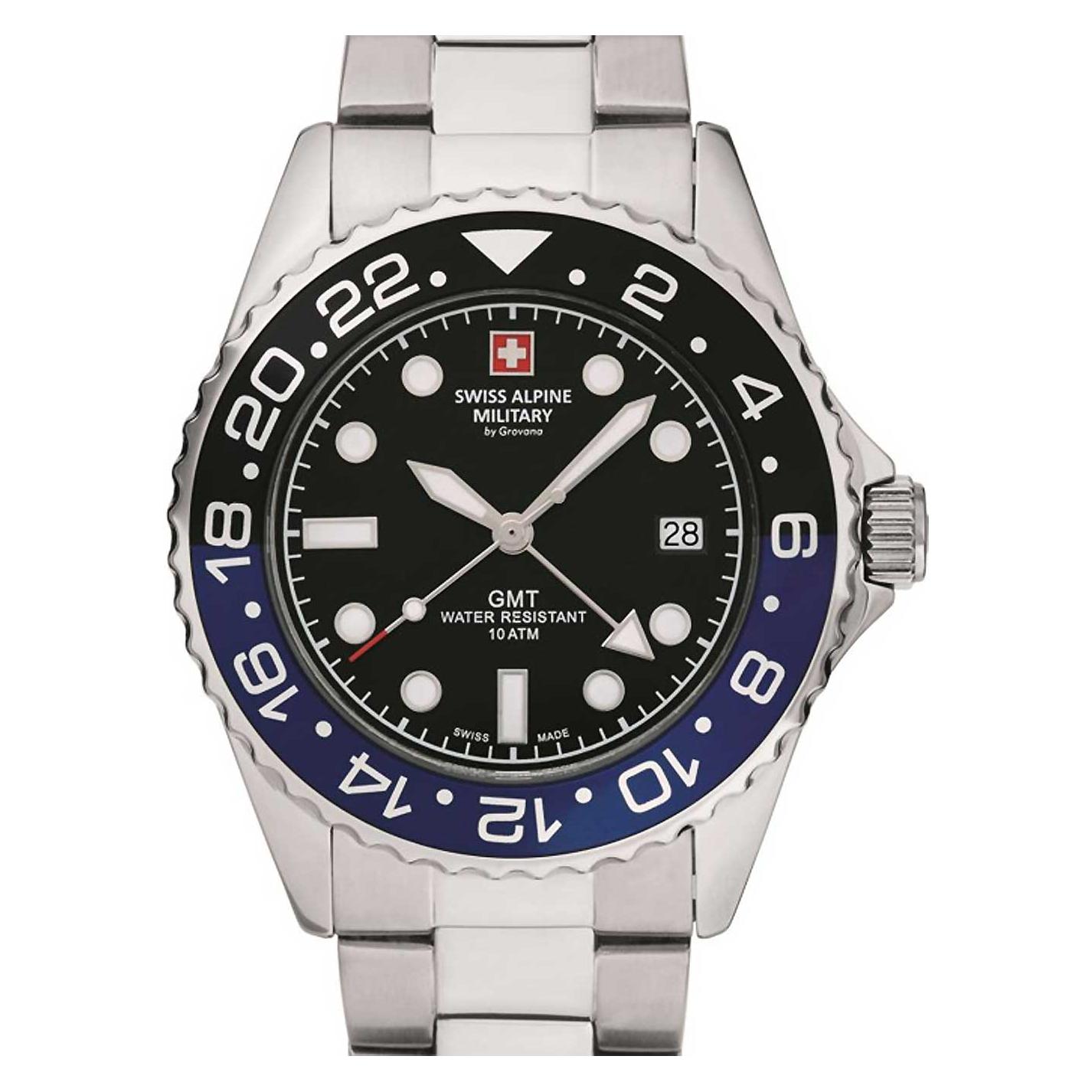 Swiss Alpine Military, Armbanduhr, Gmt Diver, Silber, (Analoguhr, 42 mm)