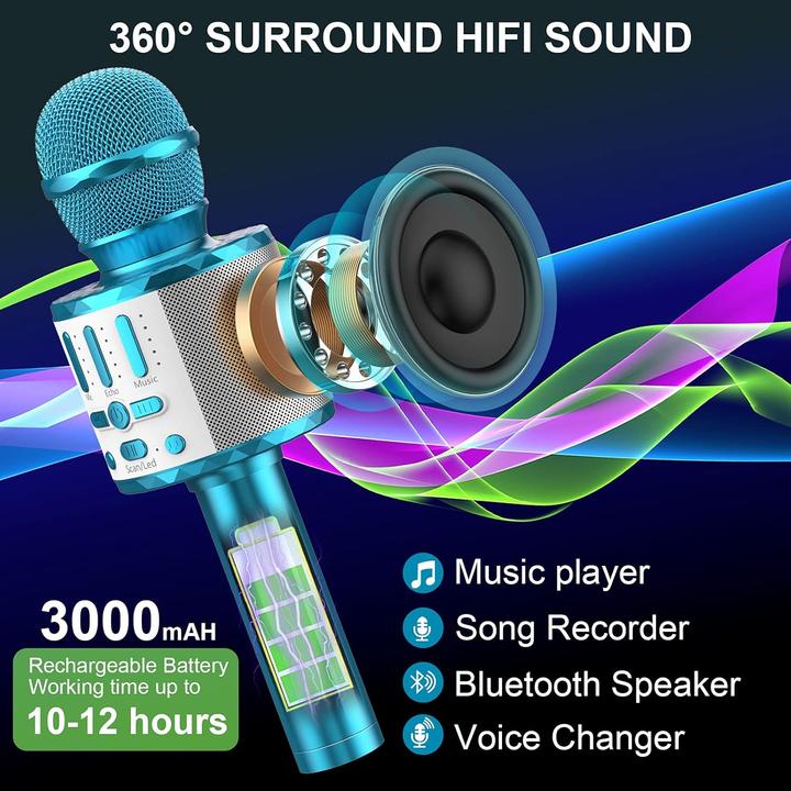 Produktbild MicQutr Karaoke-Mikrofon mit Bluetooth und LED Lichtern