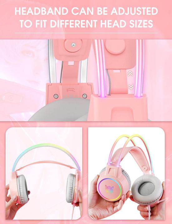 Produktbild Onikuma X15 PRO RGB-Gaming-Kopfhörer (kabelgebunden) Pink (Kabelgebunden)