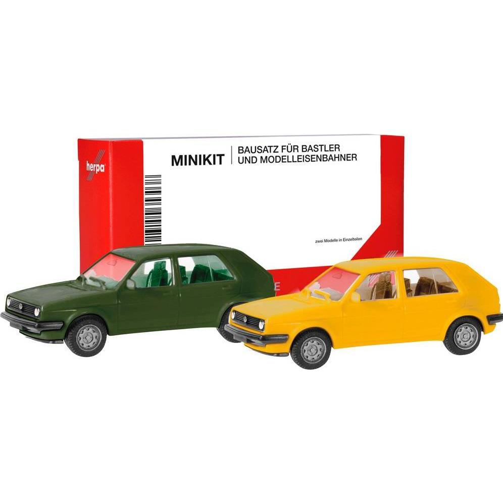 Herpa 012195-010 H0 PKW Modell Volkswagen Golf II 4-türig, olivgrün und ginsterg