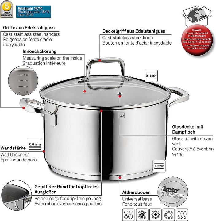 Immagine prodotto Kela Flavoria (24 cm, Pentola, Acciaio inossidabile)