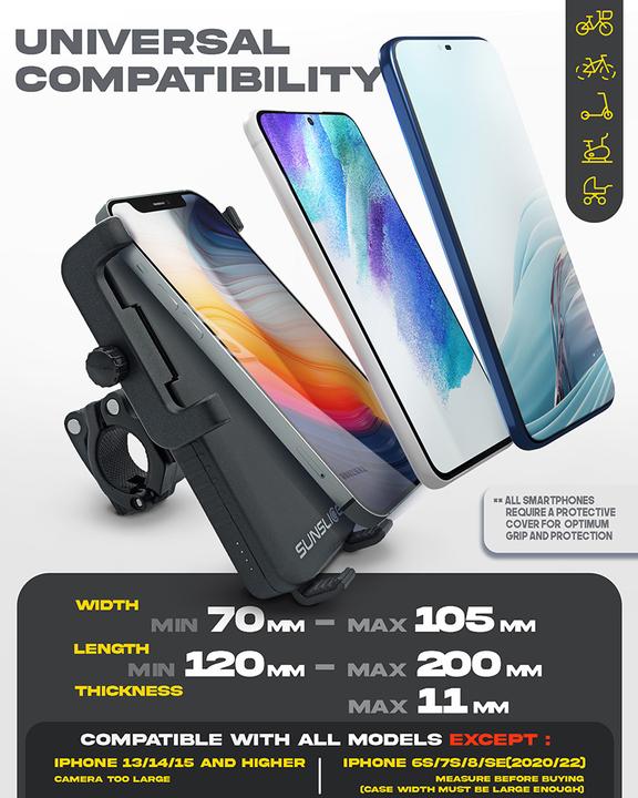Image du produit Sunslice Wiederaufladbare Fahrrad-Telefonhalterung "Cyclotron 5000mAh"