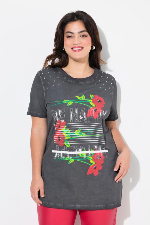 Produktbild Angel of Style T-Shirt, Straight Fit, Blume und Statement (46)