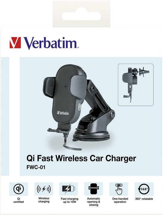 Produktbild Verbatim Fast Qi Fast Wireless Car Charger USB-C 15W FWC-01
