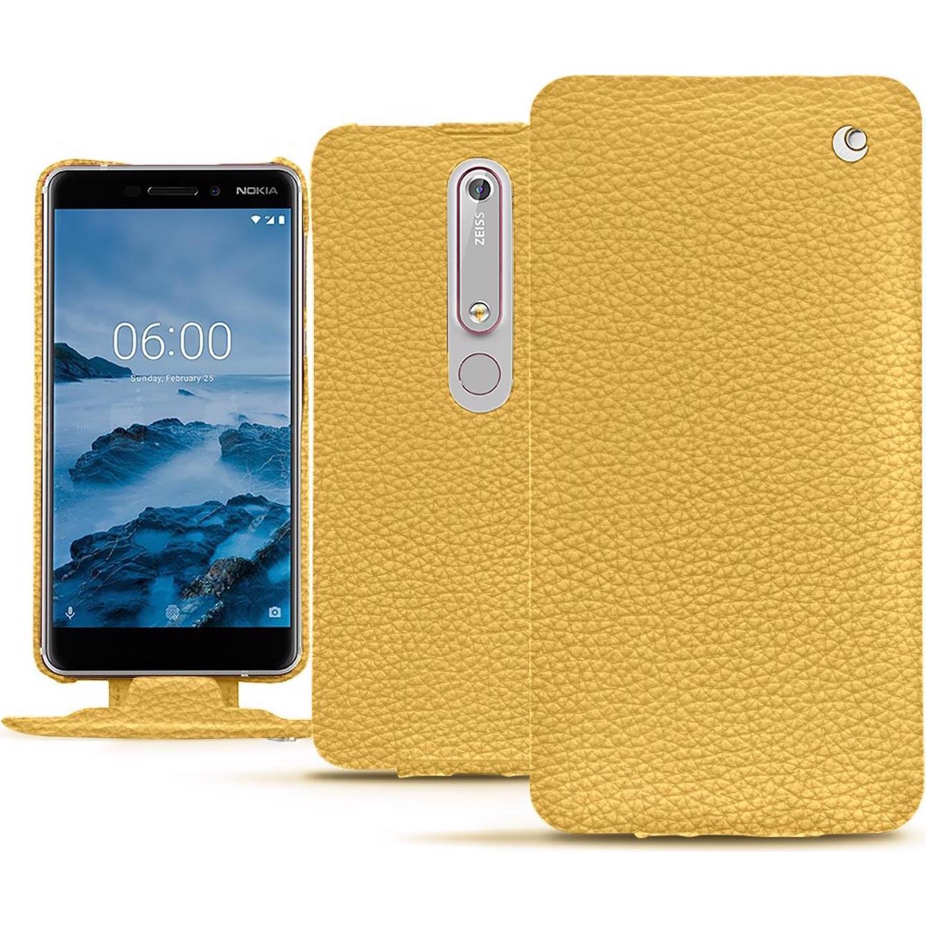 Noreve Lederschutzhülle vertikal (Nokia 6 (2018)), Smartphone Hülle, Orange