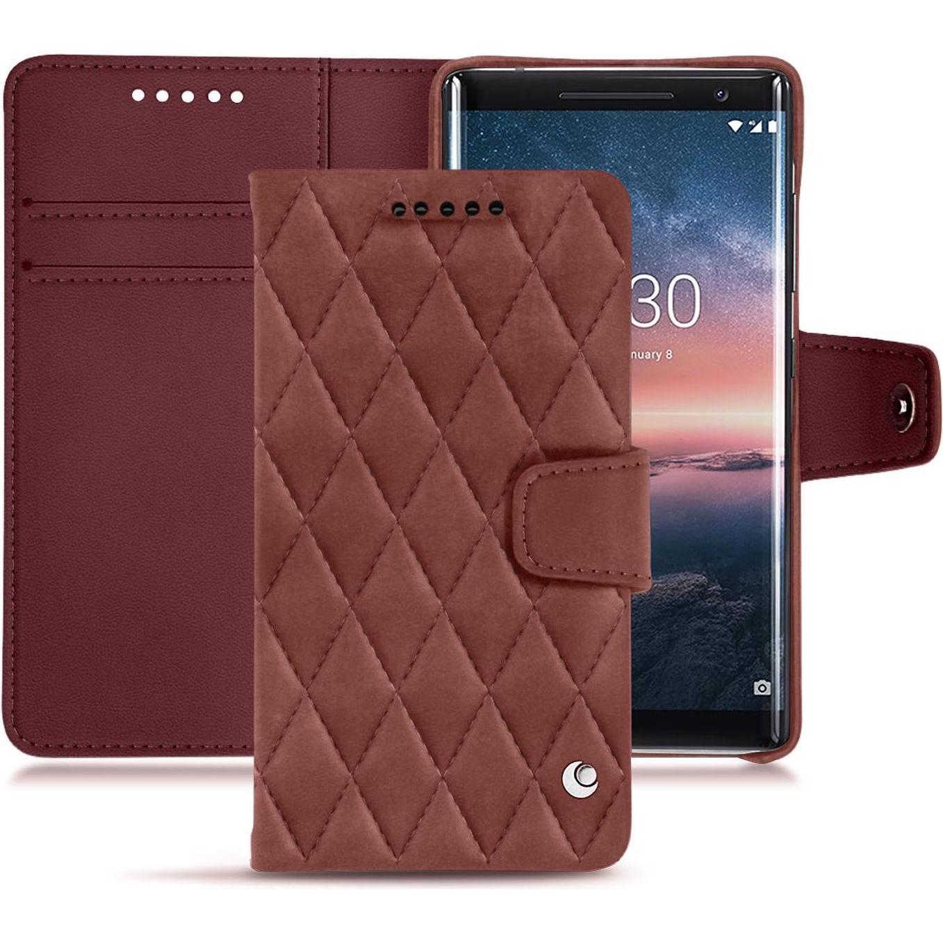 Noreve Lederschutzhülle Wallet (Nokia 8 Sirocco), Smartphone Hülle, Rot