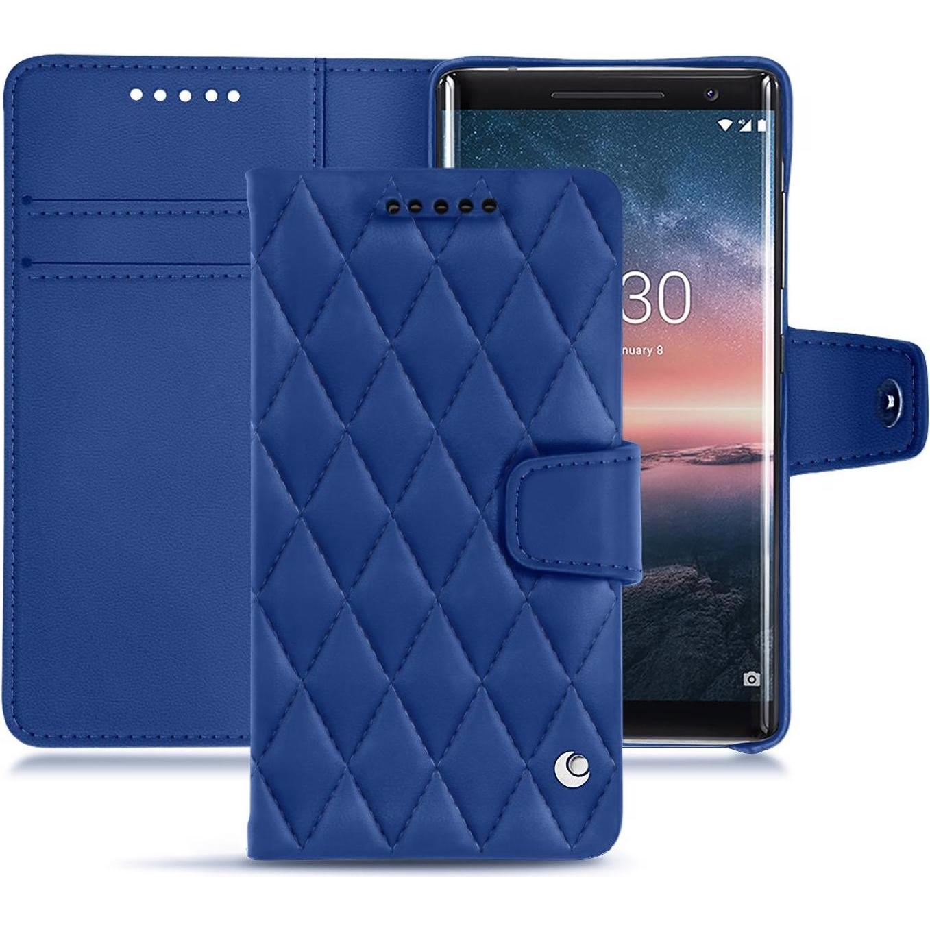 Noreve Lederschutzhülle Wallet (Nokia 8 Sirocco), Smartphone Hülle, Blau