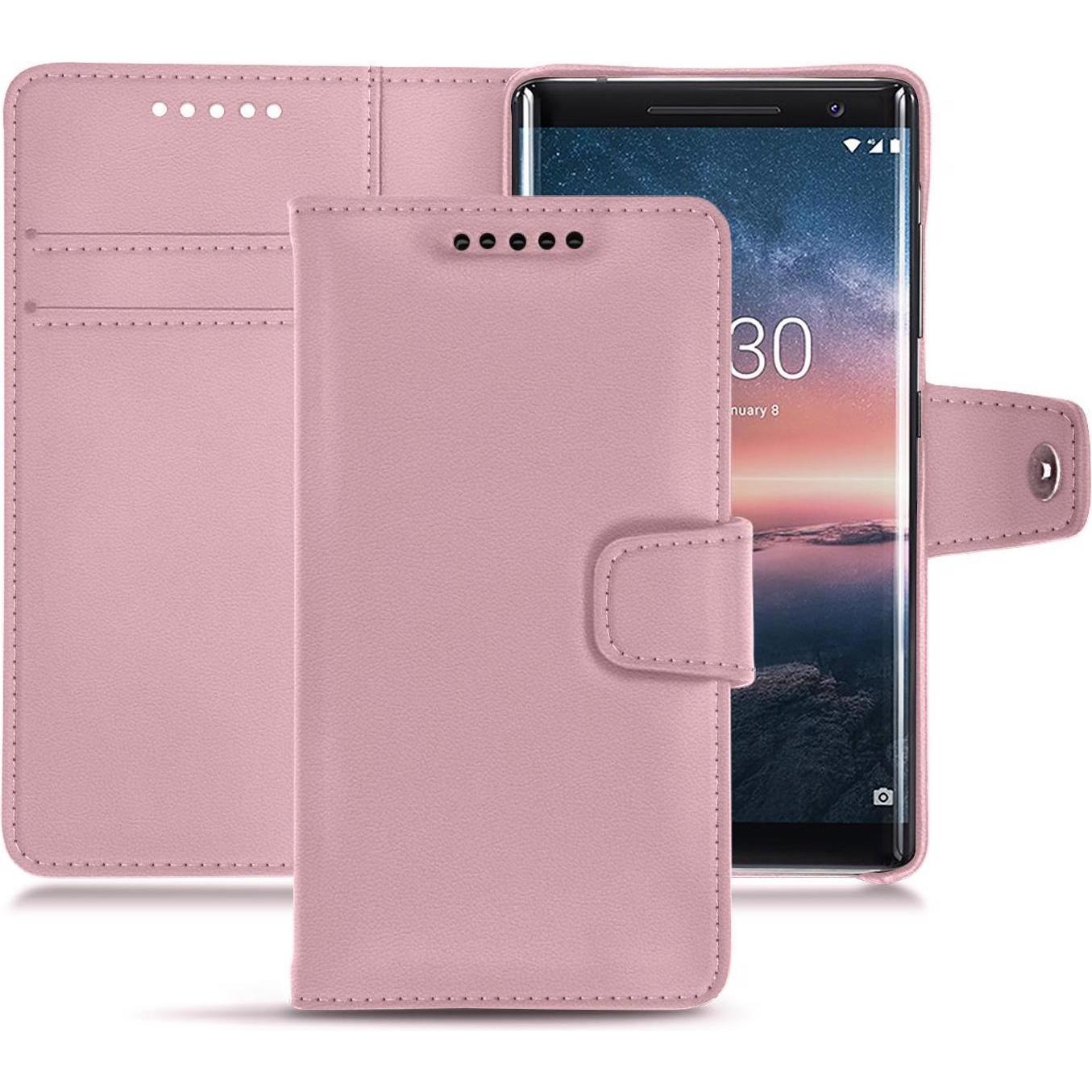 Noreve Lederschutzhülle Wallet (Nokia 8 Sirocco), Smartphone Hülle, Rosa