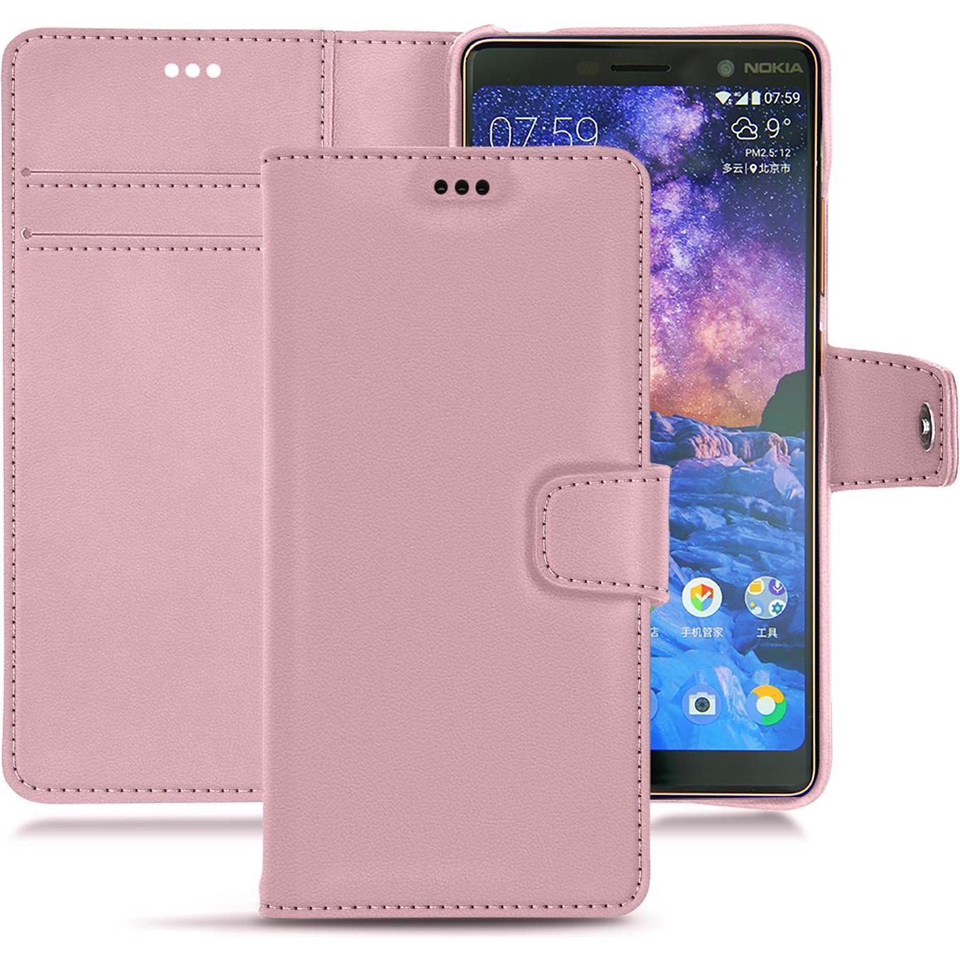 Noreve Lederschutzhülle Wallet (Apple iPhone 7 Plus), Smartphone Hülle, Rosa