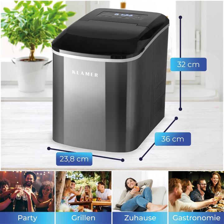 Actual product image KLAMER Eiswürfelmaschine 2.1 L Wassertank, 120 W Ice Maker