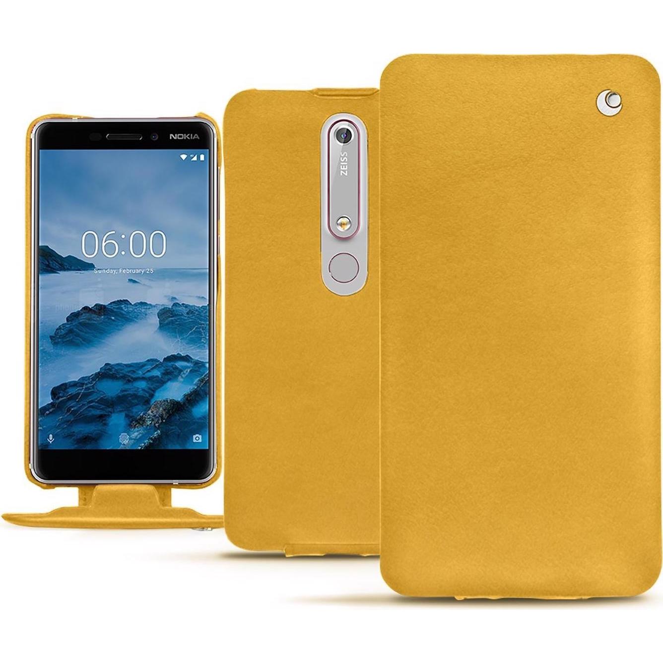 Noreve Lederschutzhülle vertikal (Nokia 6 (2018)), Smartphone Hülle, Orange
