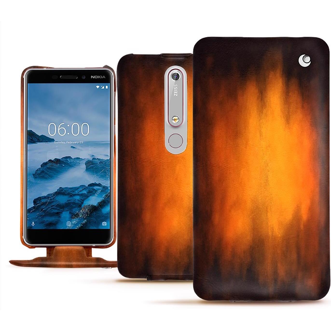 Thumbnail - Noreve Lederschutzhülle vertikal (Nokia 6 (2018)), Smartphone Hülle, Violett