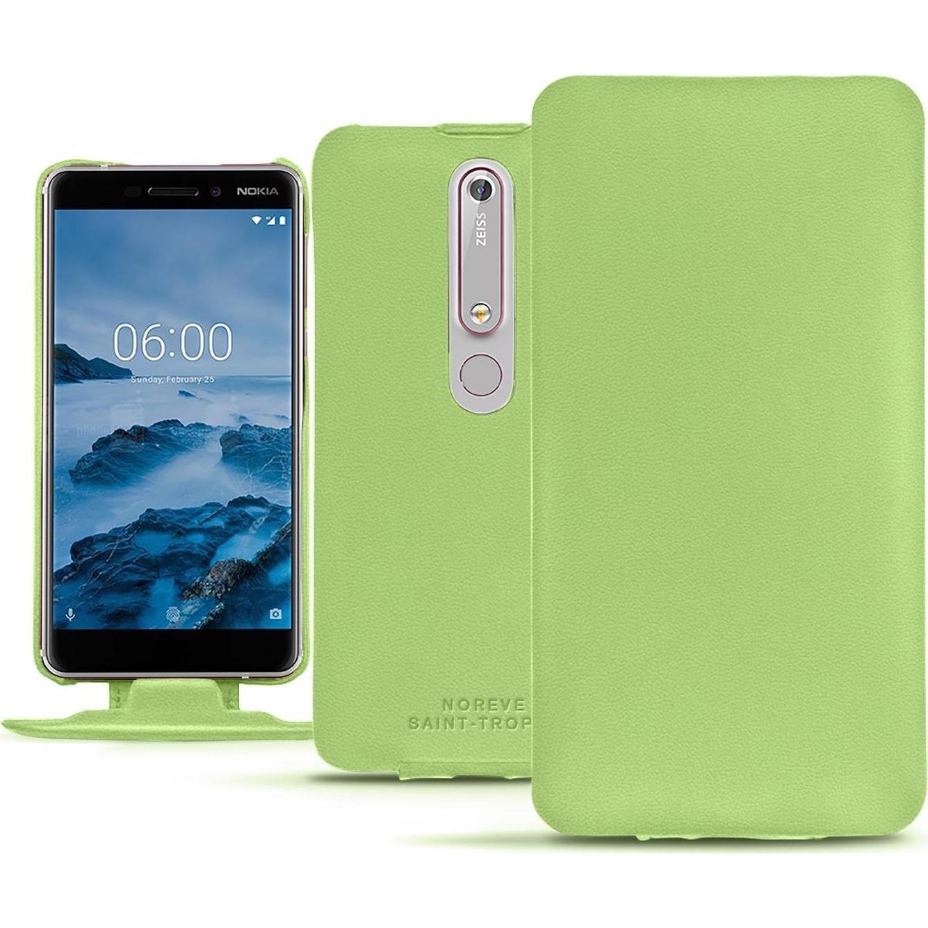 Noreve Lederschutzhülle vertikal (Nokia 6 (2018)), Smartphone Hülle, Grün