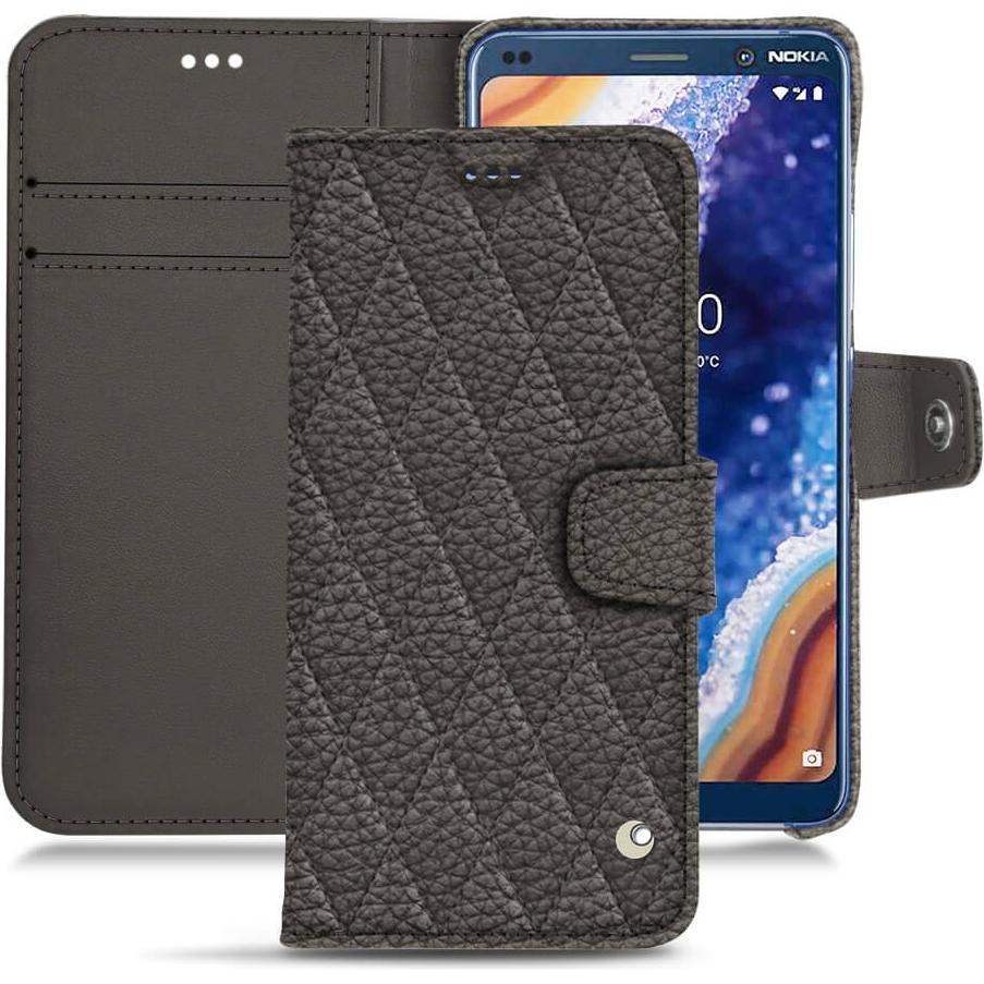 Thumbnail - Noreve Lederschutzhülle Wallet (Nokia 9 PureView), Smartphone Hülle, Grau