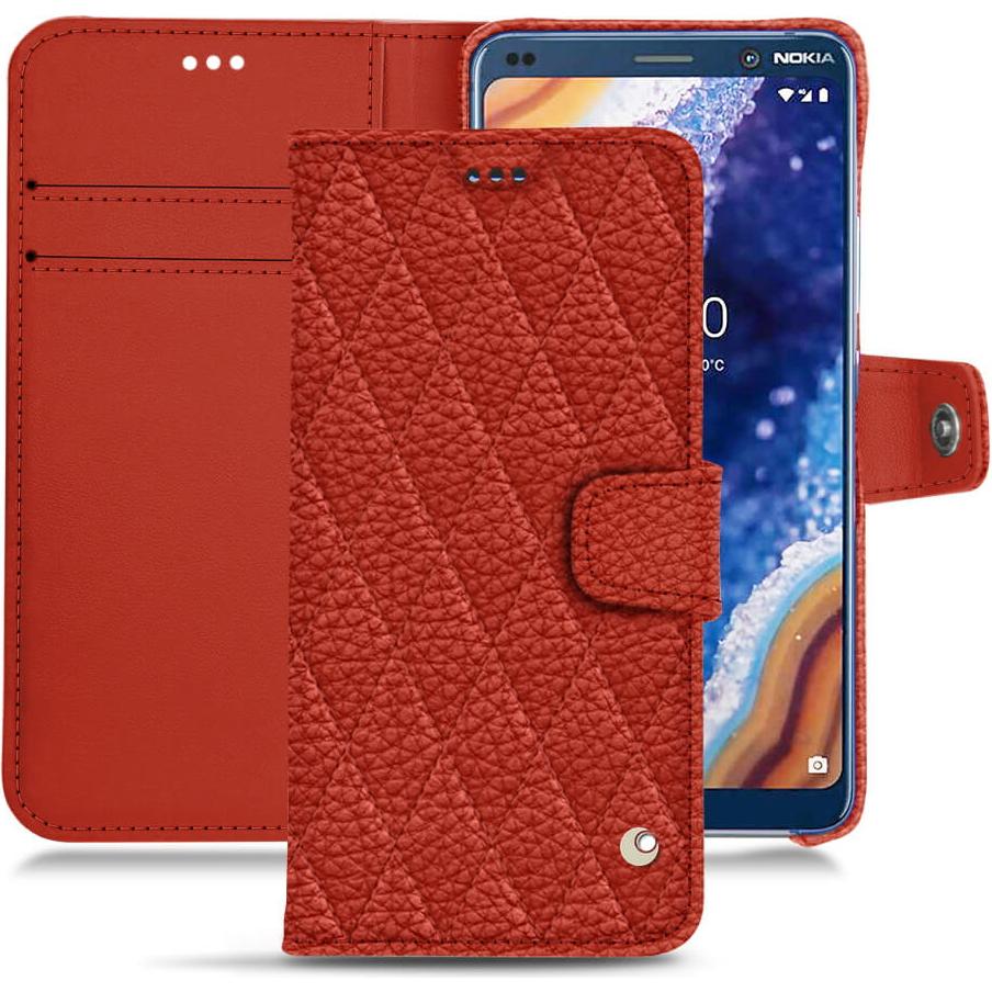 Noreve Lederschutzhülle Wallet (Nokia 9 PureView), Smartphone Hülle, Orange