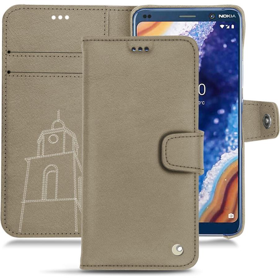 Noreve Lederschutzhülle Wallet (Nokia 9 PureView), Smartphone Hülle, Beige