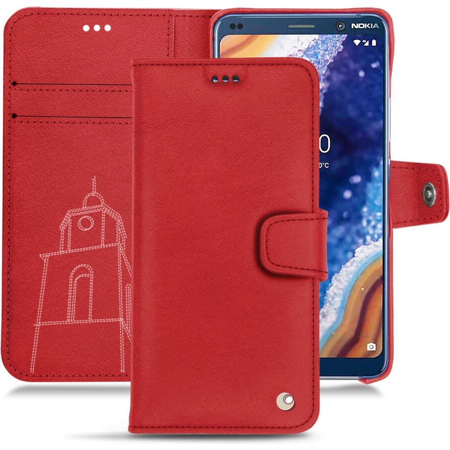 Noreve Lederschutzhülle Wallet (Nokia 9 PureView), Smartphone Hülle, Rot