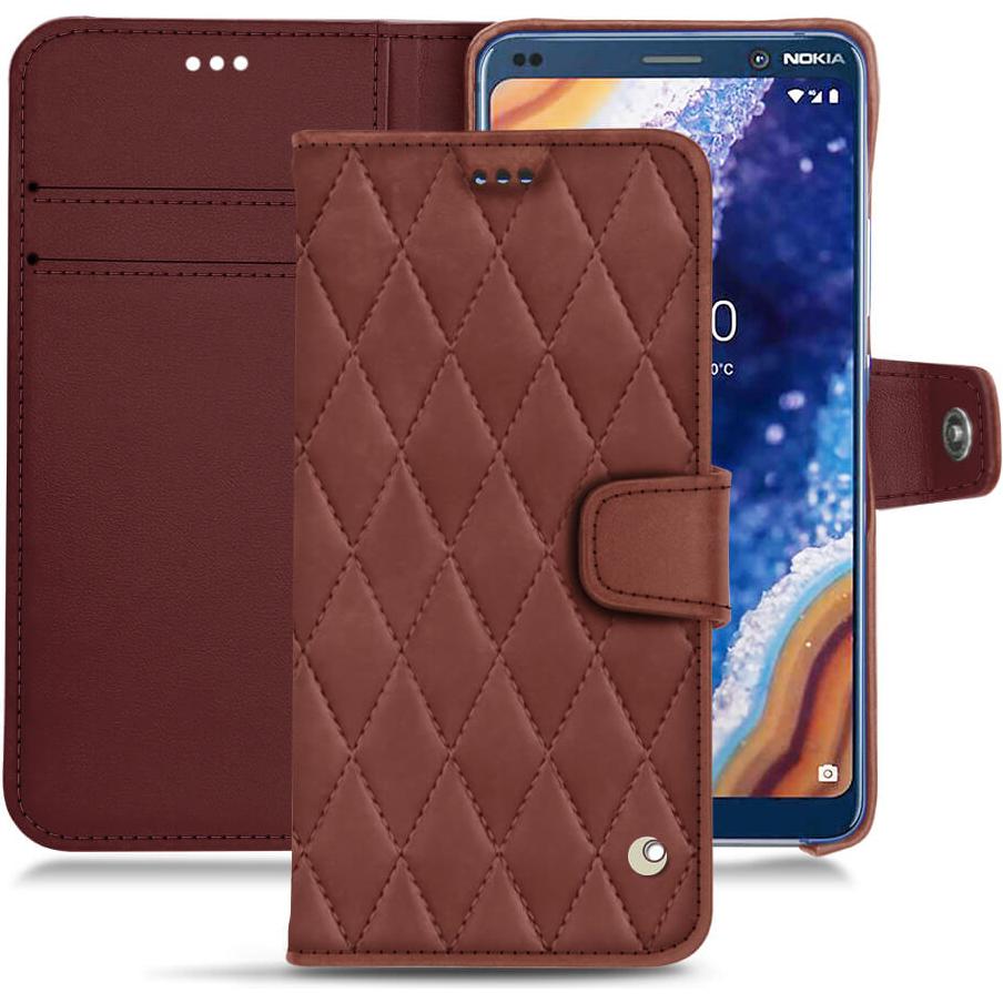 Noreve Lederschutzhülle Wallet (Nokia 9 PureView), Smartphone Hülle, Rot