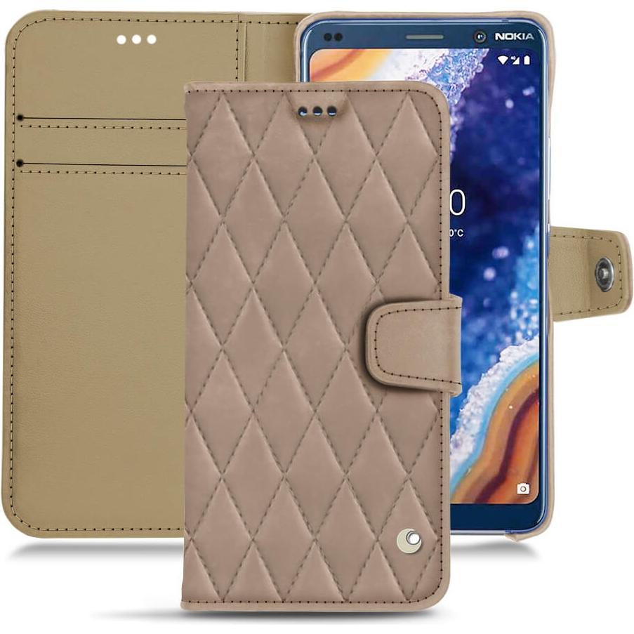 Noreve Lederschutzhülle Wallet (Nokia 9 PureView), Smartphone Hülle, Beige
