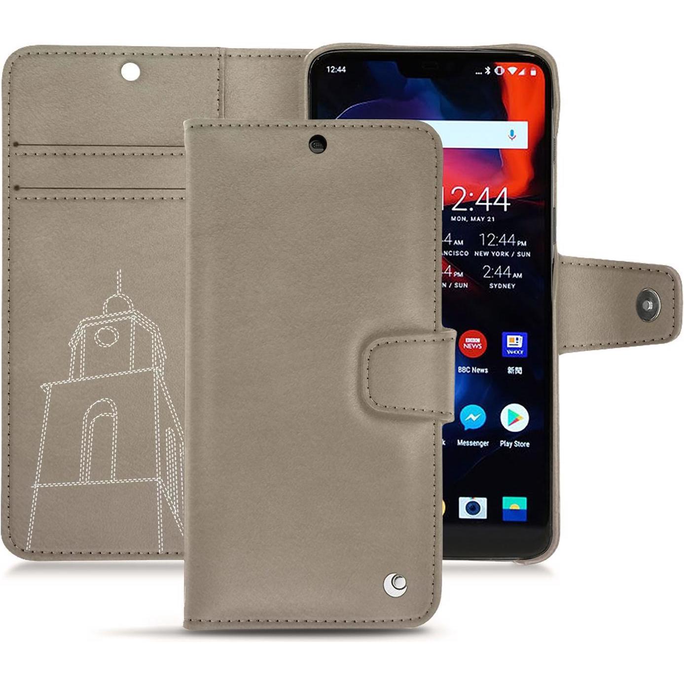 Noreve Lederschutzhülle Wallet (OnePlus 6), Smartphone Hülle, Beige
