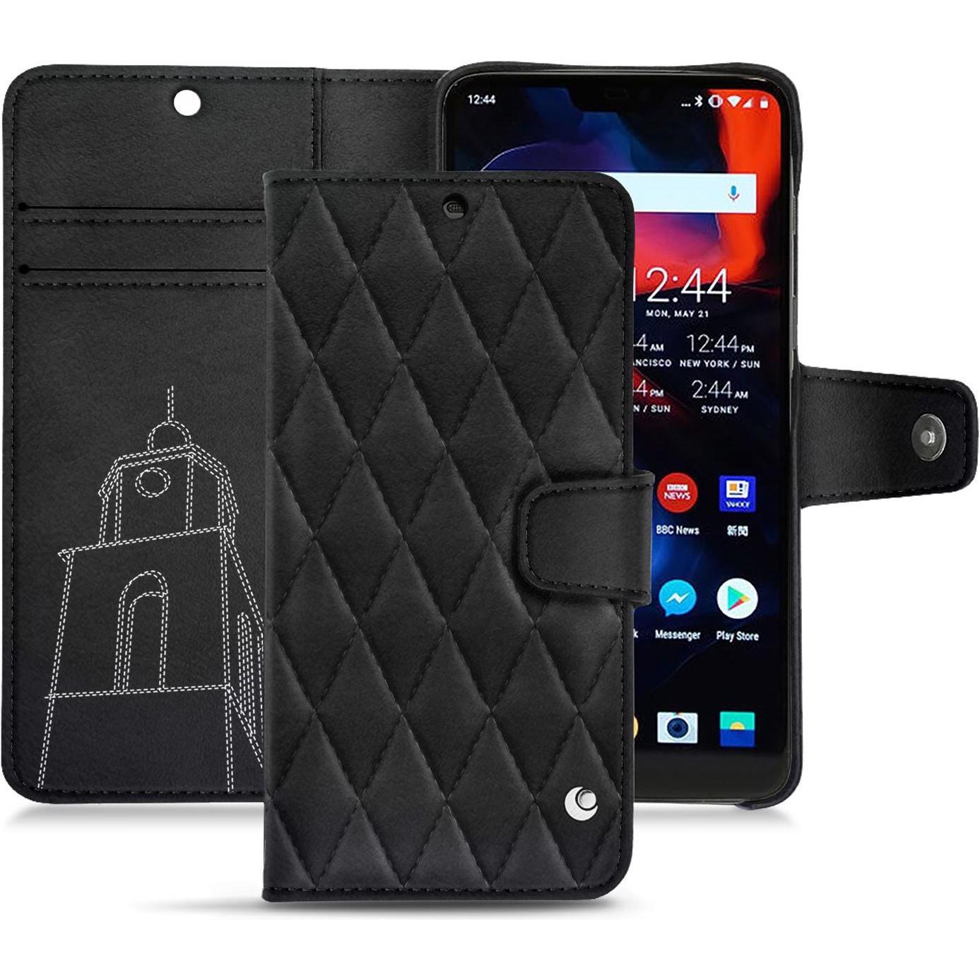 Noreve Lederschutzhülle Wallet (OnePlus 6), Smartphone Hülle, Schwarz