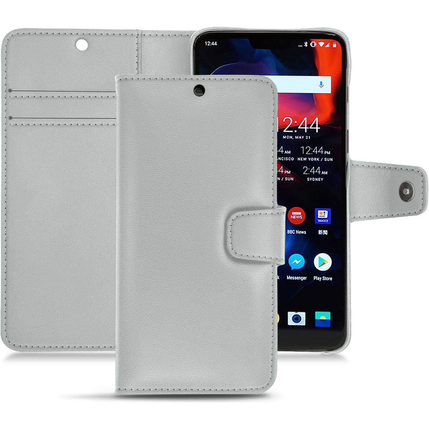 Noreve Lederschutzhülle Wallet (OnePlus 6), Smartphone Hülle, Grau