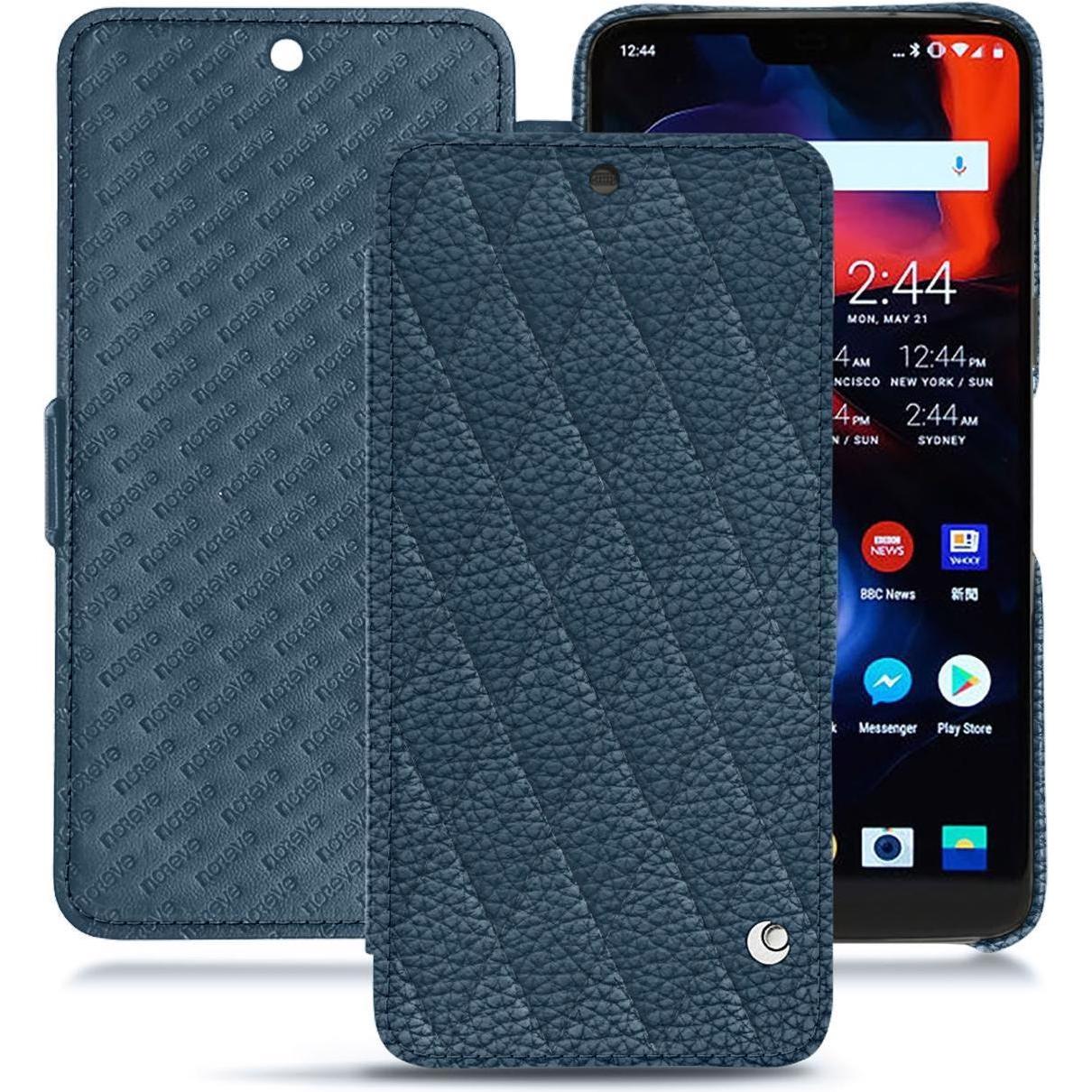 Noreve Lederschutzhülle horizontal (OnePlus 6), Smartphone Hülle, Blau
