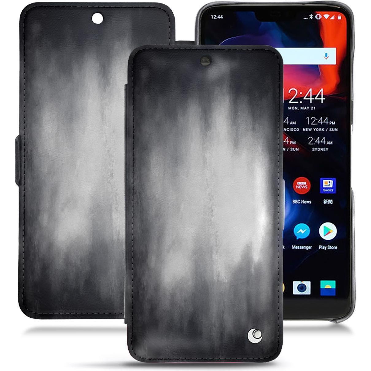Noreve Lederschutzhülle horizontal (OnePlus 6), Smartphone Hülle, Grau