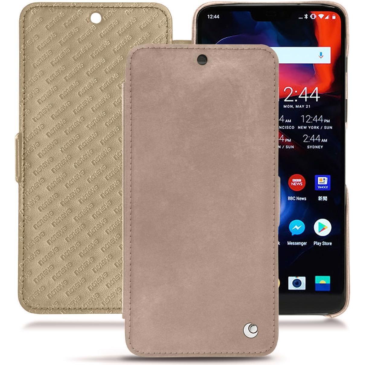 Noreve Lederschutzhülle horizontal (OnePlus 6), Smartphone Hülle, Beige