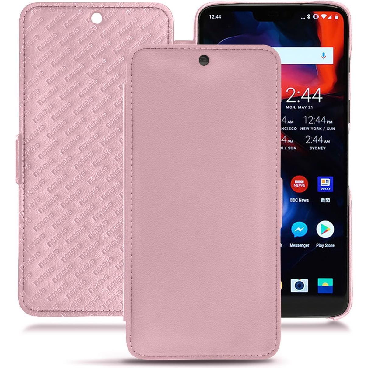 Noreve Lederschutzhülle horizontal (OnePlus 6), Smartphone Hülle, Rosa