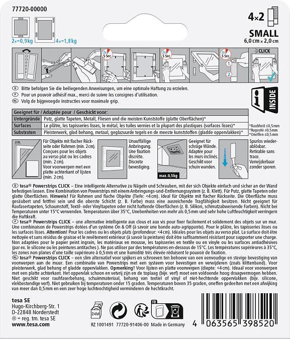 Nährwerte und Zutaten tesa Powerstrips CLICK SMALL, 1.8kg, selbstkl. Klettband 4x2