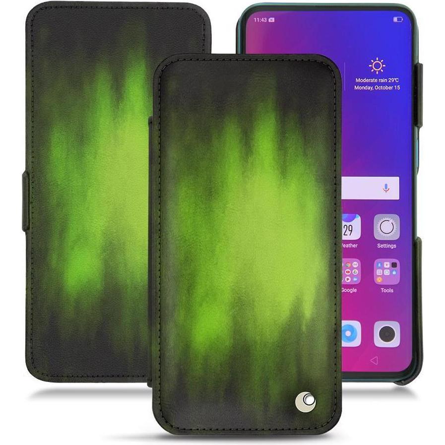 Noreve Lederschutzhülle horizontal (Oppo Find X), Smartphone Hülle, Grün