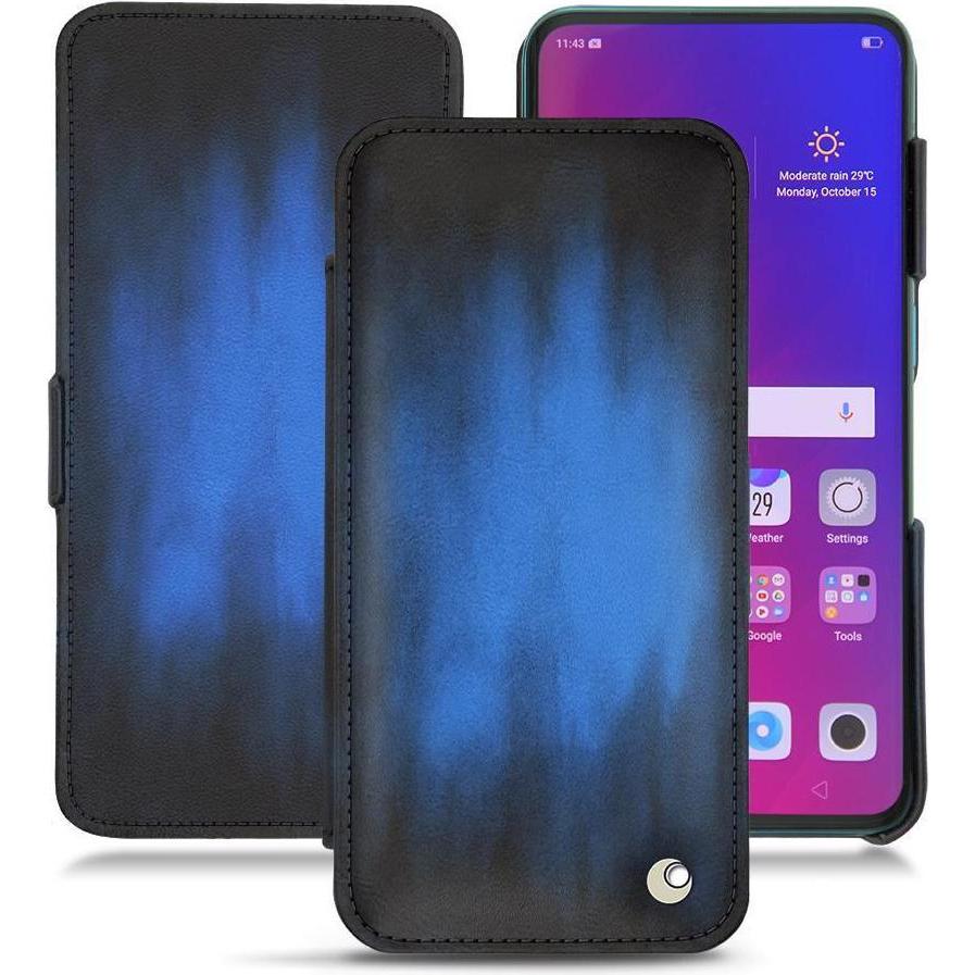 Noreve Lederschutzhülle horizontal (Oppo Find X), Smartphone Hülle, Blau